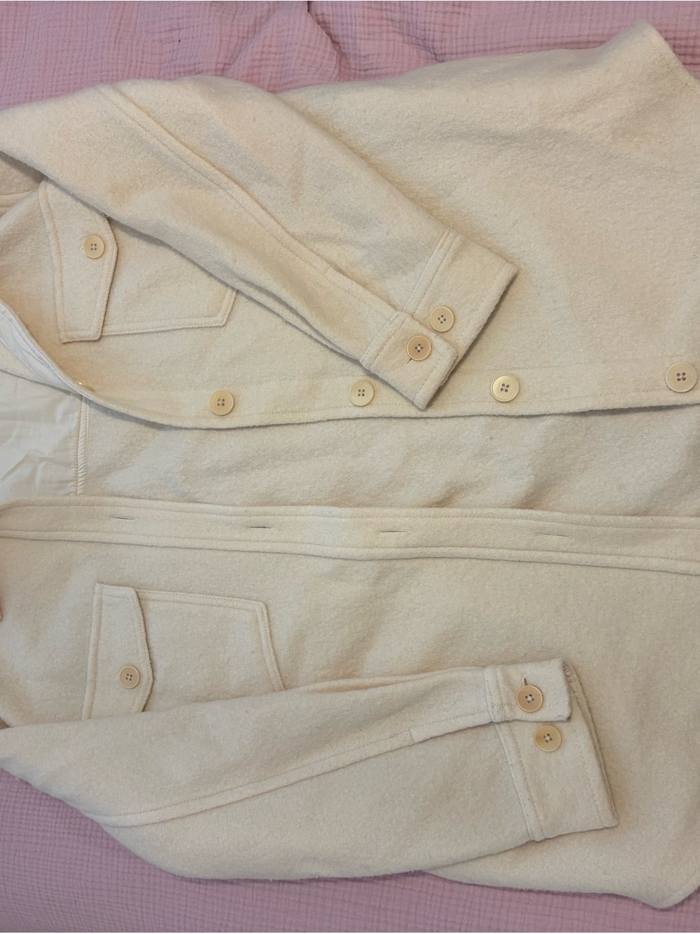Womens Cream Button-Front Coat Jacket